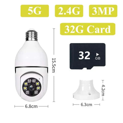 1Pcs 5G 2.4G IP Camera Surveillance Video CCTV Video Security Protection E27 Camera WIFI Outdoor Waterproof 3MP Mini Cam Family