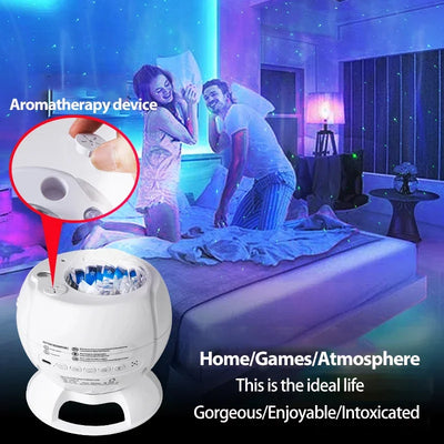 Aurora Boreali Projector Night Light 3000mAh Bedroom Children Game Dynamic Moon Star Bluetooth Speaker Romantic Atmosphere Light