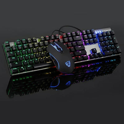 Motospeed CK888 Mechanical Gamer Keyboard 104 Keys With Mouse Combo 4 Buttons Wired 2400DPI Keyboard Backlit For PC Laptop Gifts