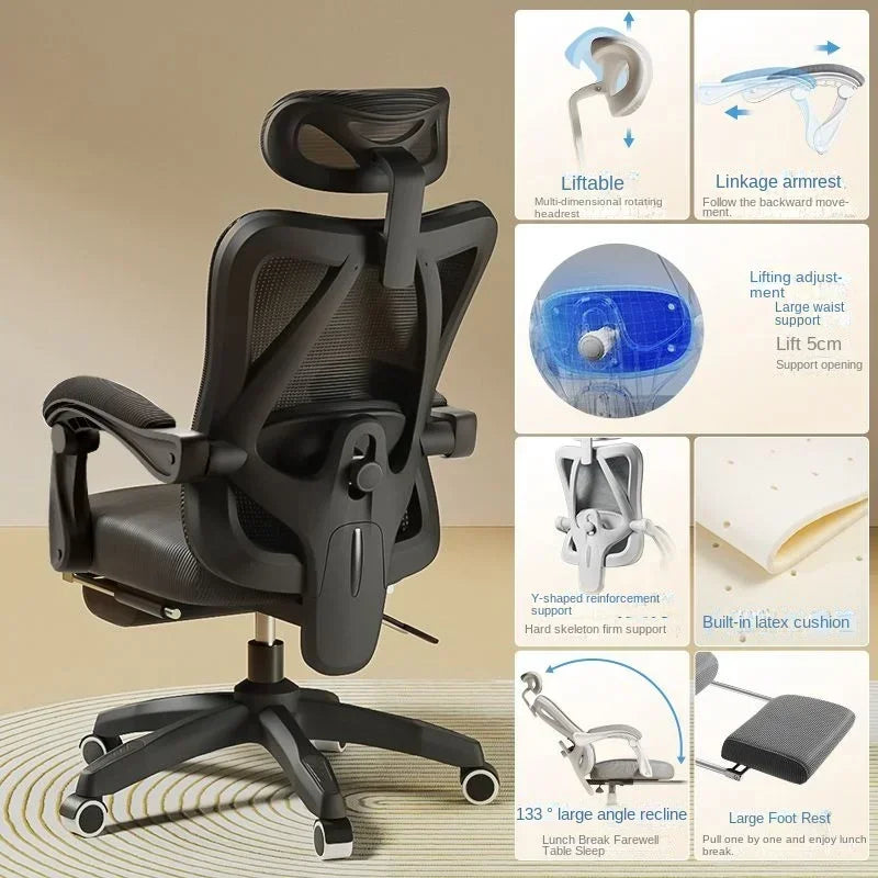 Office Chair Gaming Chair Ergonomic Design Sit for A Long Time Not Tired Staff Chair Sponge Cushion with Footrest Boss