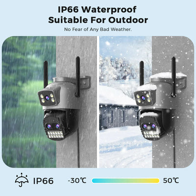 Outdoor Dual Screen IP Camera, 15MP, WiFi, PTZ,10X Digital Zoom,4K,Human Detection, Security Camera, Surveillance, O-Kam Pro App