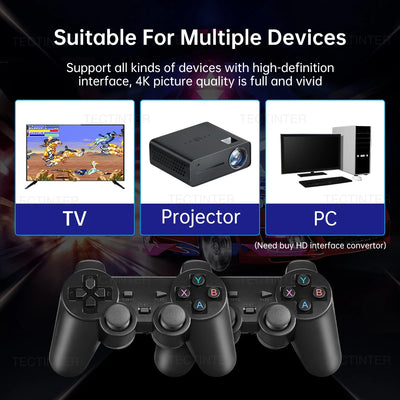 Video Game Console Built-in 20000+ Games Retro Handheld Game Player 64G 4K TV Game Stick 2.4G Wireless Controller Gamepad