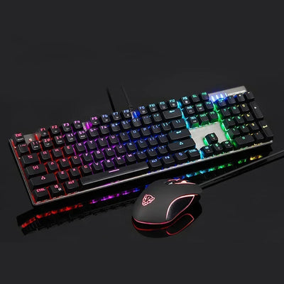 Motospeed CK888 Mechanical Gamer Keyboard 104 Keys With Mouse Combo 4 Buttons Wired 2400DPI Keyboard Backlit For PC Laptop Gifts