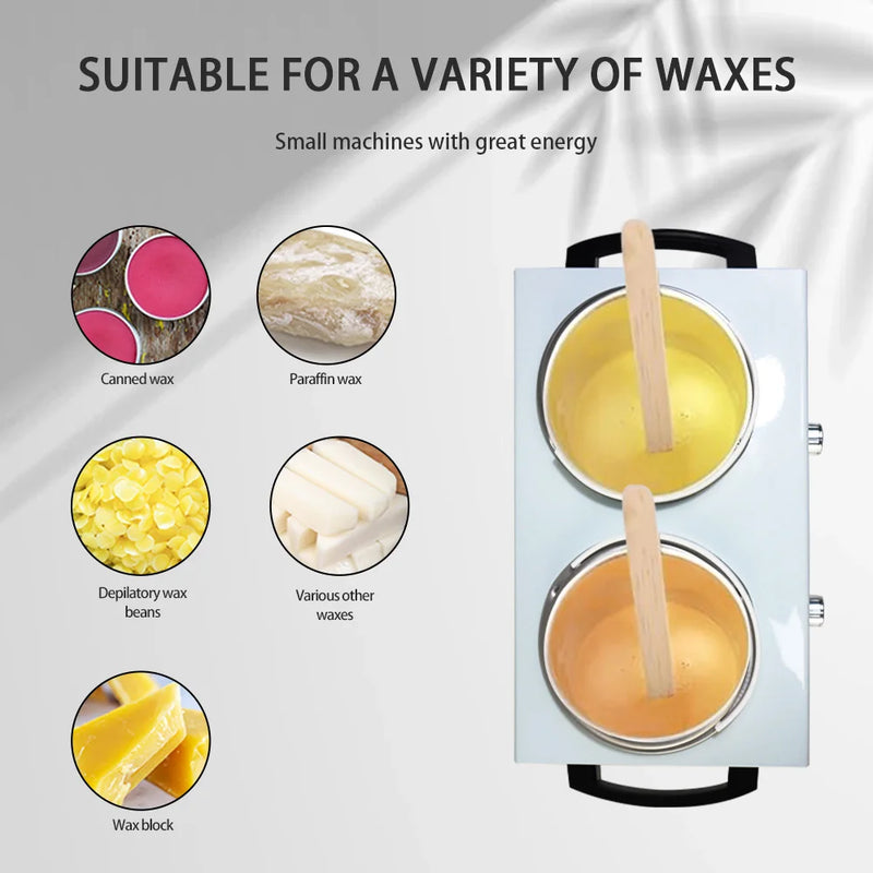 Wax Heater Electronic Display Facial Skin SPA Equipment Dual Double Paraffin Hot Hair Removal Tool Adjustable Temperature