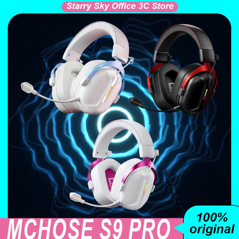 MCHOSE S9 Pro Gaming Headphone Wireless With Microphone Aluminium Alloy Low Latency Customized Gamer Headset Laptop Accessories