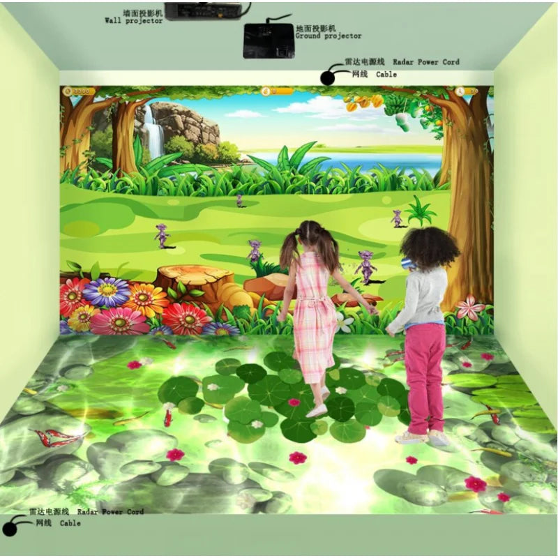 Magic Interactive Floor Projection Game System 80 Effect for Kids Amusement Center 3D Virtual Multiplayer 400Inches Touch Screen