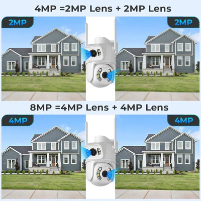 6MP 4K WiFi Camera Dual Lens Dual Screen Outdoor Waterproof And Security Video Surveillance Camera Alarm Light IP Camera