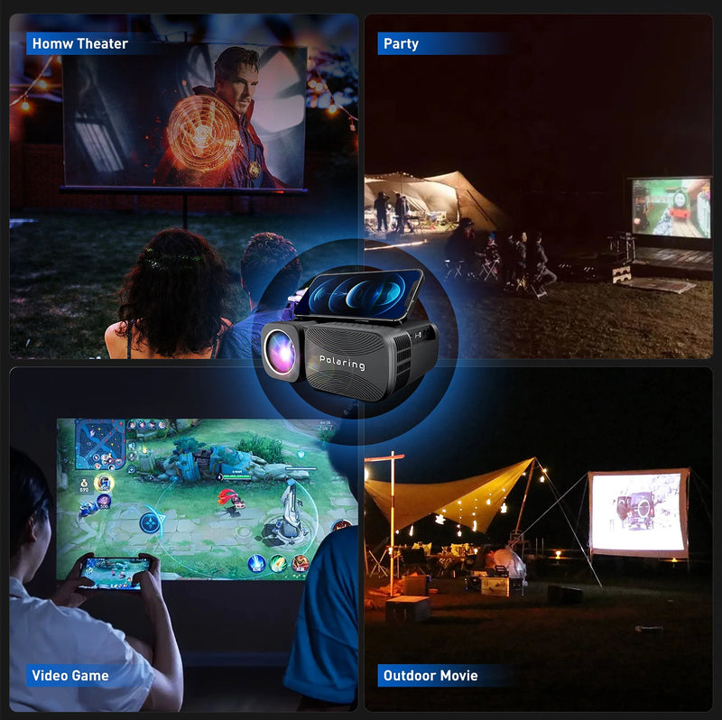 Polaring  A1Pro  Do Brazil 1080P Digital Projector  2.4&5G Wifi 13000 Lumens 250ANSI Cinema Game Outdoor Proyector