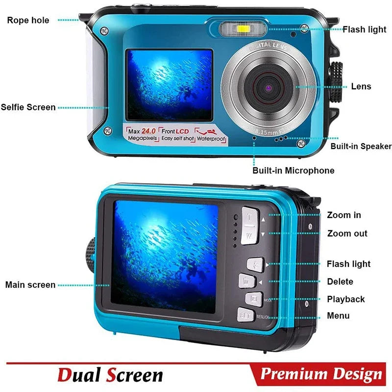 Action Camera Ultra 1080PHD 60fps 24MP Waterproof Camera Shockproof Underwater Camera 2.7inch Recording Cameras Sport Camera