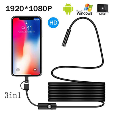 1080P Full HD USB Android Camera Endoscope IP67 1920*1080 1m 2m 5m Micro  Inspection Video Camera Snake Borescope Tube