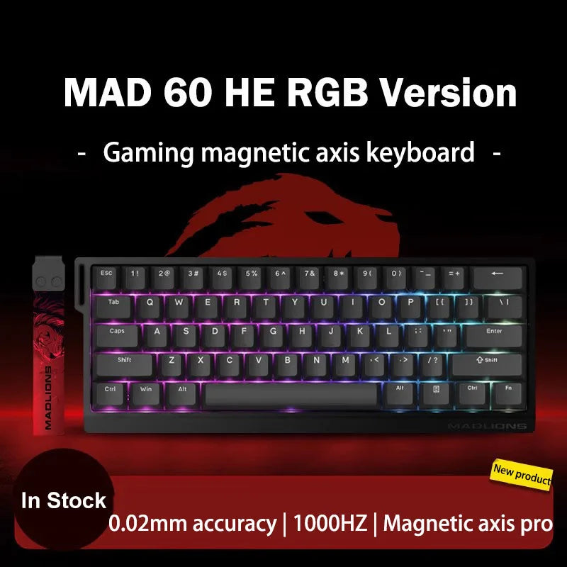 FGG Original MADLIONS Mad 60/68 HE E-sport Magnetic Switch Keyboard 0.02 RT 8K HZ Wired RGB Hot Swap 0.125ms Latency Customized