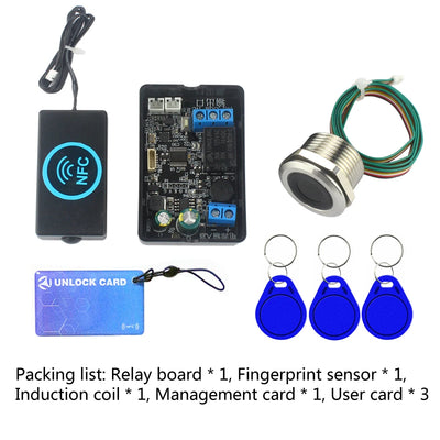 Mobile phone NFC fingerprint relay control module DC10V-120V IC card induction access controller Switch locomotive car unlock