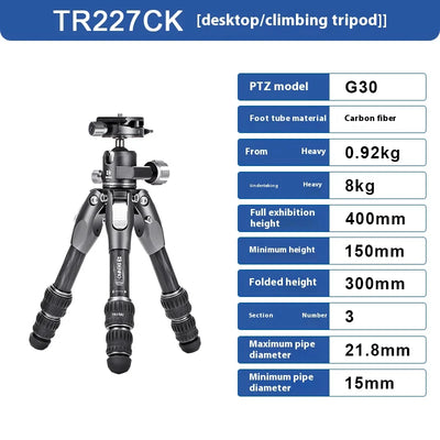 Benro TR227C TR227CK portable Tripod Carbon Fiber Camera Tripods SLR camera tripod Stands 3 Section Max Loading 8kg