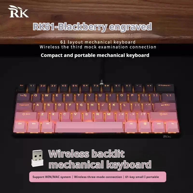 Rk Royal Kludge Rk61 2.4g Wireless Mechanical Keyboard Bluetooth Triodo 61 Rgb Backlit Mini Player Keyboard Hot Swappable