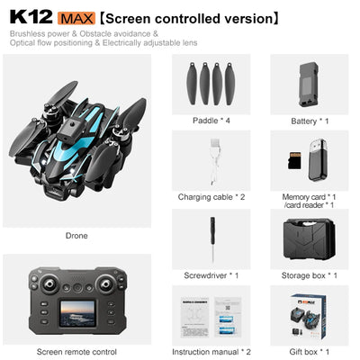 K12 MAX Mini Drone 8K Professional FPV Dron with 4k Camera Obstacle Avoidance Quadcopter Aerial Photography Helicopter Aircraft