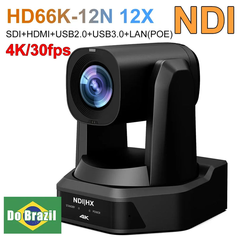 4K PTZ NDI Camera 12X 20X Optical Zoom AI Auto Tracking with PoE HDMI/SDI/USB/IP Live Streaming PTZ Camera for Church Services