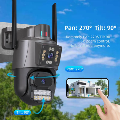 4K 8MP PTZ WiFi Camera Dual Screen Dual Lens Color Night Vision Outdoor Security Protect IPC Camera HD CCTV Surveillance ICSEE