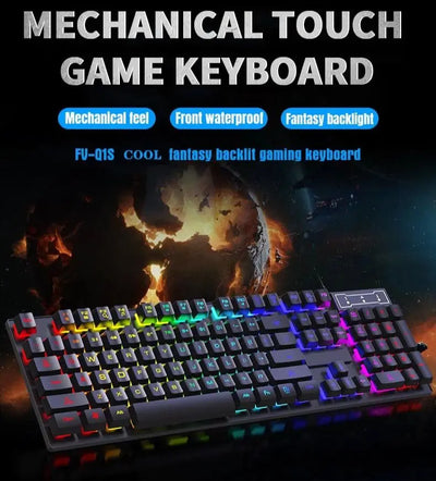 104Keys Wired Keyboard with RGB Backlit Breathing Light Gaming Ergonomic Keyboard And Mouse Set for Computer Laptop Gamer Office