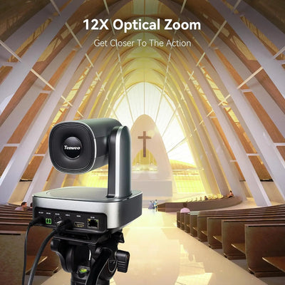 4K PTZ Conference Camera 8MP HDMI 12x Zoom USB3.0 IP Live Streaming Camera POE Support for Church Worship Education OBS VMix