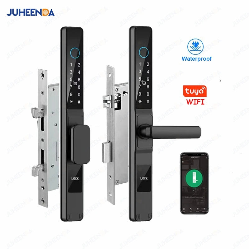 Tuya Smartlife WiFi Remote Control Waterproof Smart Lock Sliding Aluminum Door Digital Password Card Fingerprint Electronic Lock