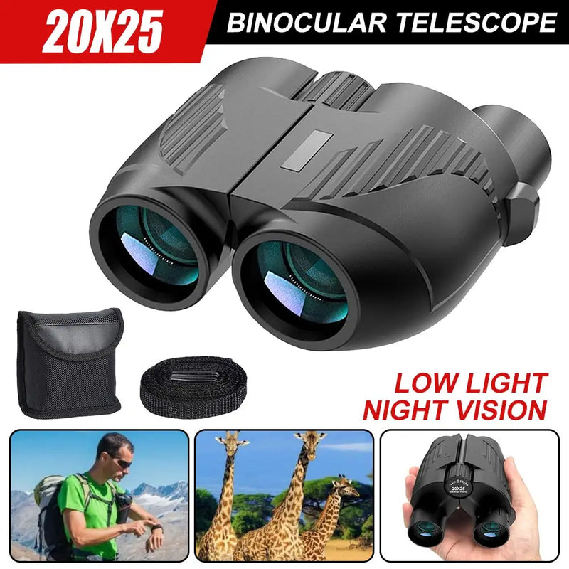 20x25 Focus Binoculars with Low Light Vision Compact Binoculars for Bird Watching and Travel