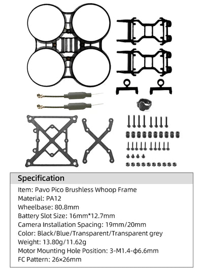 BETAFPV Pavo Pico Brushless Whoop Frame FPV Drone Frame Quadcopter For O3 Air Unit Avatar HD Pro Vista RC FPV Drone PavoPico