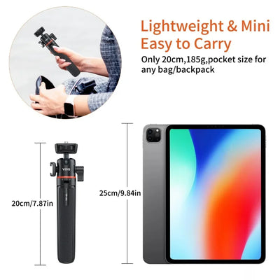 TP-06 Mini Extend Phone Tripod Stand Bracket Camera Tripod 360° Ball Head Cold Shoe Selfie Stick for iPhone 14 13 12 GoPro