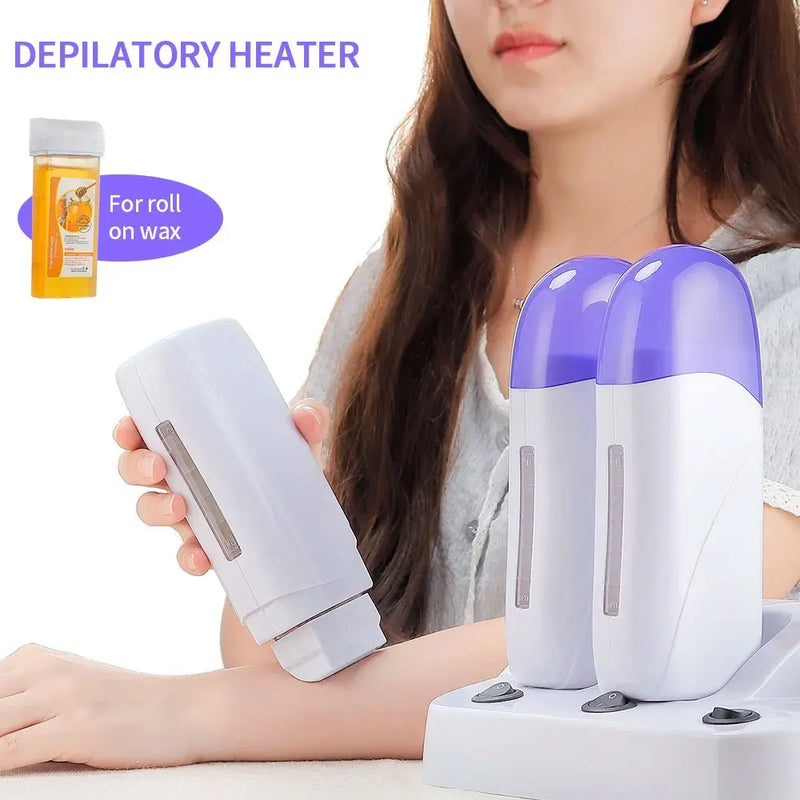 3PCS Base Electric Wax Heater Set Depilatory Heater Hair Removal Waxing Machine Waxing Warmer Roll on Wax Heater Roller Epilator