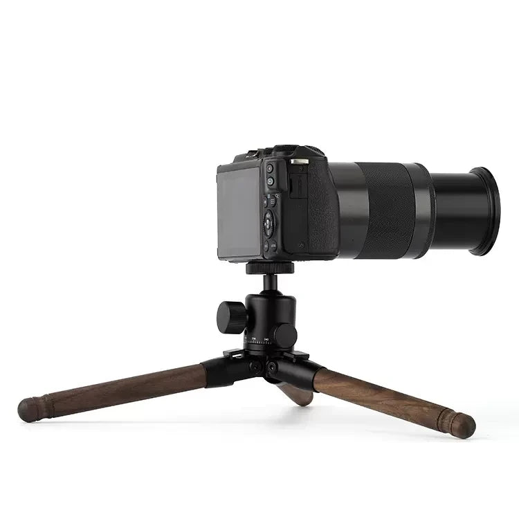 Photography Mini wooden Tripod Aluminum Alloy Desktop Stand Tripod with 1/4 inch Screw for DSLR ILDC Camera Camcorder Projector