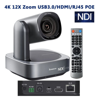 4K PTZ Conference Camera 8MP HDMI 12x Zoom USB3.0 IP Live Streaming Camera POE Support for Church Worship Education OBS VMix