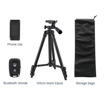 103cm/40.55inch Video Lightweight Phone Mount Tripod Stand 1/4”screw With Bluetooth Remote Tripods For Iphone/dslr Camera Tripe