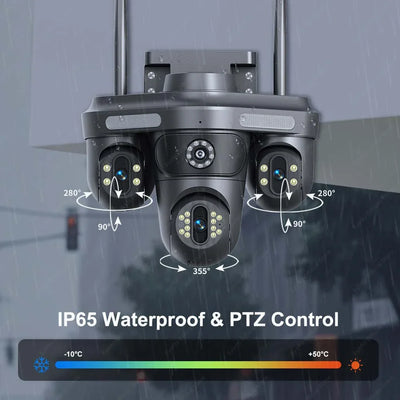 6K 12MP IP Camera WiFi Three Lens 10X Zoom Outdoor 8MP Dual Lens Waterproof Monitor Motion Detection Security Video Surveillance