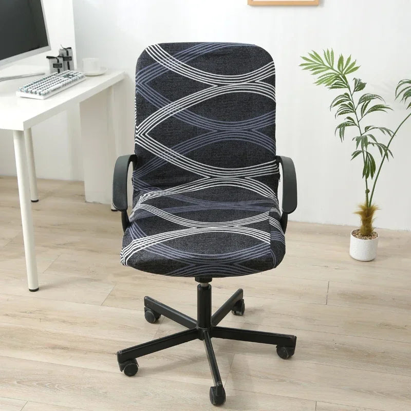 LANMOLIFE Printed Office Chair Covers Stretch Spandex Gaming Armchairs Decorated With Elastic Swivel Seat Protective Covers