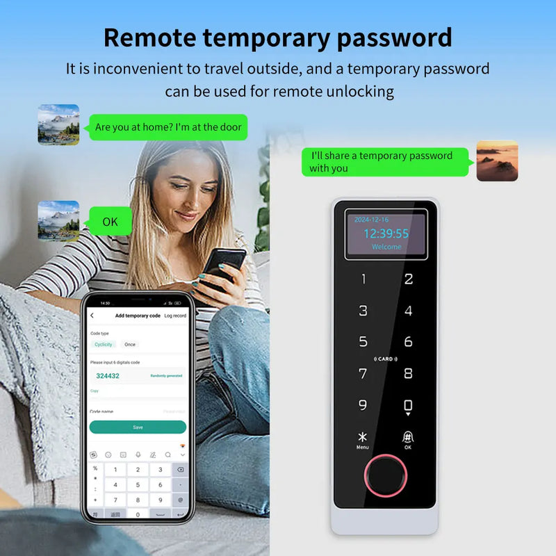 Metal Waterproof Tuya App RFID Wifi Biometric Fingerprint Touch Keyboard RF 125Khz/13.56mhz Access Control keypad Remote Unlock