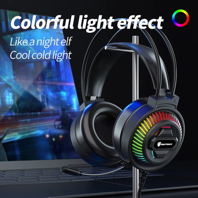 Gaming Headset with Microphone Black White 3.5mm USB Wired Stereo Gmaing Headphone with Led Light for Laptop/ Ps4/PS5/xbox One