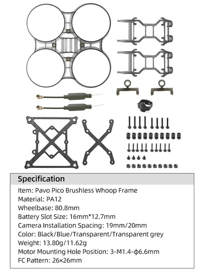 BETAFPV Pavo Pico Brushless Whoop Frame FPV Drone Frame Quadcopter For O3 Air Unit Avatar HD Pro Vista RC FPV Drone PavoPico