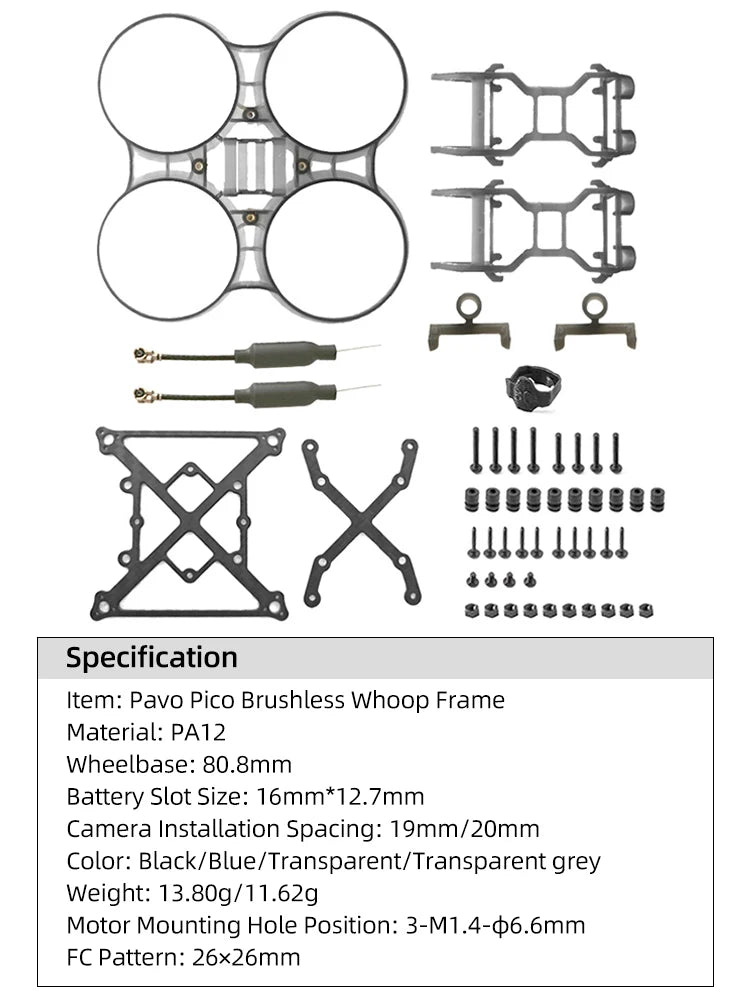 BETAFPV Pavo Pico Brushless Whoop Frame FPV Drone Frame Quadcopter For O3 Air Unit Avatar HD Pro Vista RC FPV Drone PavoPico