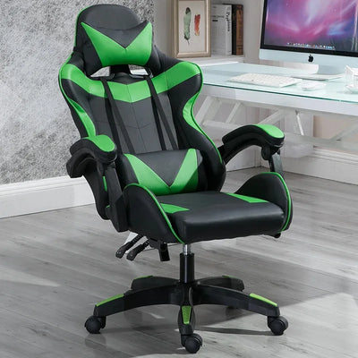 Gaming Chair PVC Household Armchair Ergonomic Computer Office Chairs Lift and Swivel Function Adjustable Footrest