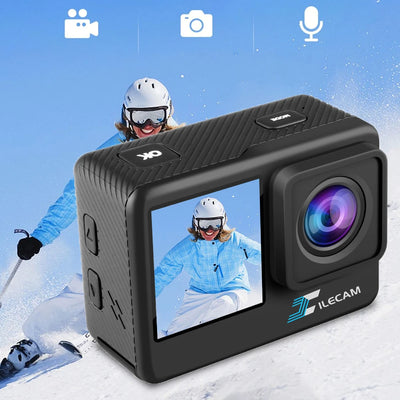 4K UHD Action Camera Dual Screen Display 2.0 Inch IPS Screen Outdoor Sport Cam 120 Wide Angle Underwater Camera 30M Waterproof