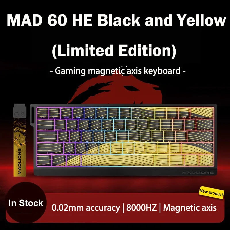 FGG Original MADLIONS Mad 60/68 HE E-sport Magnetic Switch Keyboard 0.02 RT 8K HZ Wired RGB Hot Swap 0.125ms Latency Customized