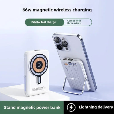 Super Fast Charging 66W Wireless Magnetic Power Bank with 20000mAh Built-in Cable and Large Capacity Suitable for Huawei Android