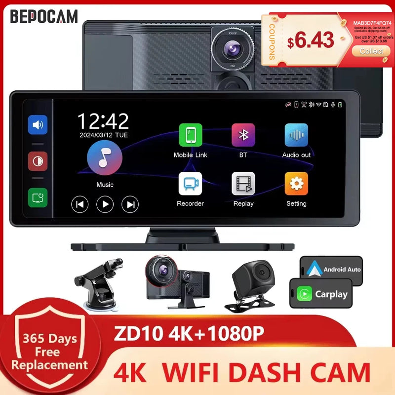 BEPOCAM ZC10 Wireless Carplay/Android Auto 4K ADAS 10.26&