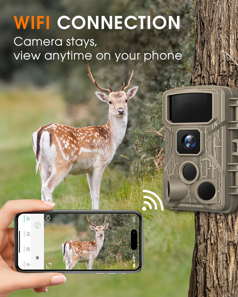 Trail Camera WiFi 2.7K 48MP Night Vision IP67 Waterproof 0.5s Trigger Speed for Outdoor Wildlife Detection Monitoring Game Cam