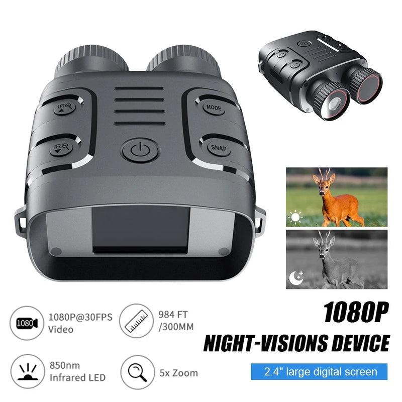 Night Vision Goggles 2.4” LCD Display Infrared Binoculars with 10X Digital Zoom 1080P Night Vision Goggles