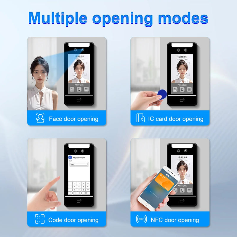 Face Recognition Access Control System Kits door Employee Attendance Reader 5Inch Dynamic Facial Waterproof RFID Password