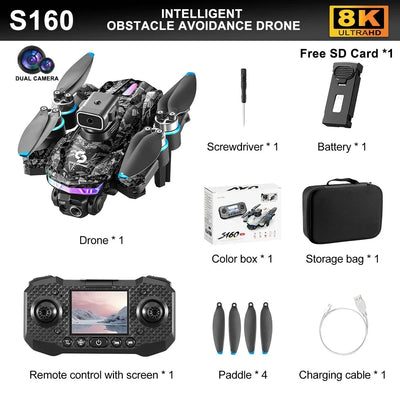 Professional 4K Drone S160 HD Dual Camera FPV WIFI Aircraft Quadcopte Obstacle Avoidance Height Hold Remote Control RC Drone