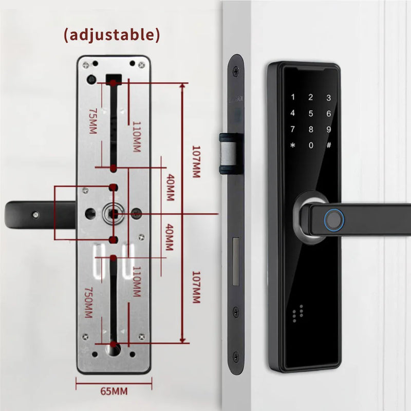 Tuya APP Intelligence Lock Biometric Fingerprint Smart Keyless Access Password IC Card Smartlife Support 5 Language