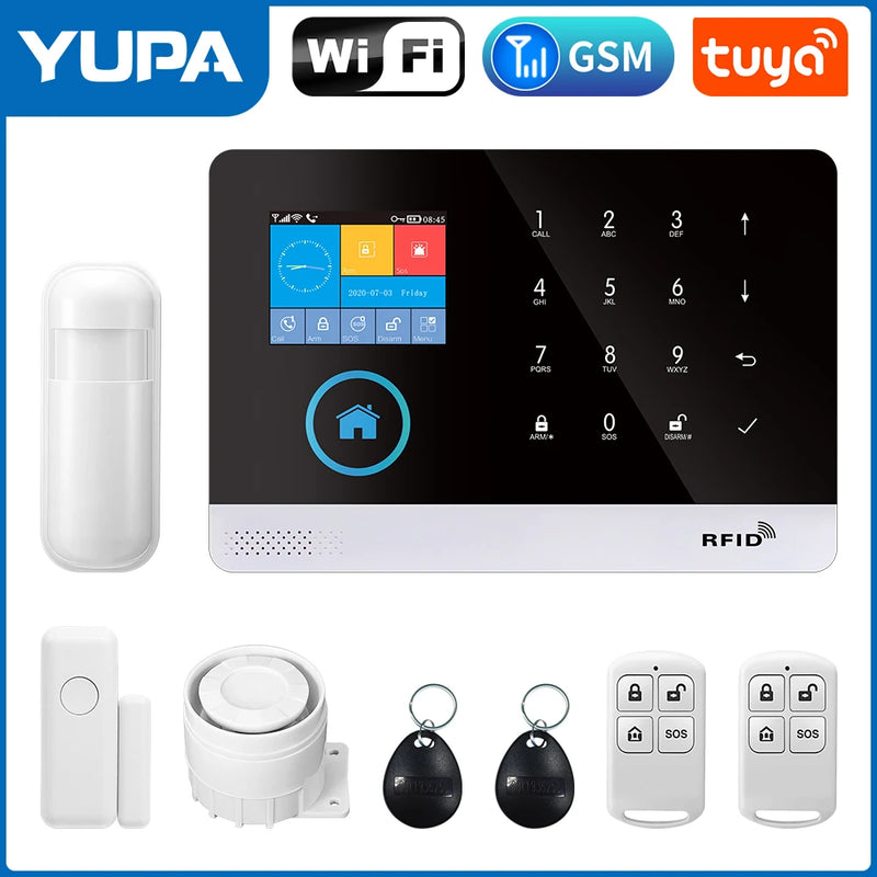 4G WiFi Alarm System Tuya Smart Life APP Control for Home Security Alarm PIR Sensor Door Sensor Smart Home Kit Fire Alarm Panel