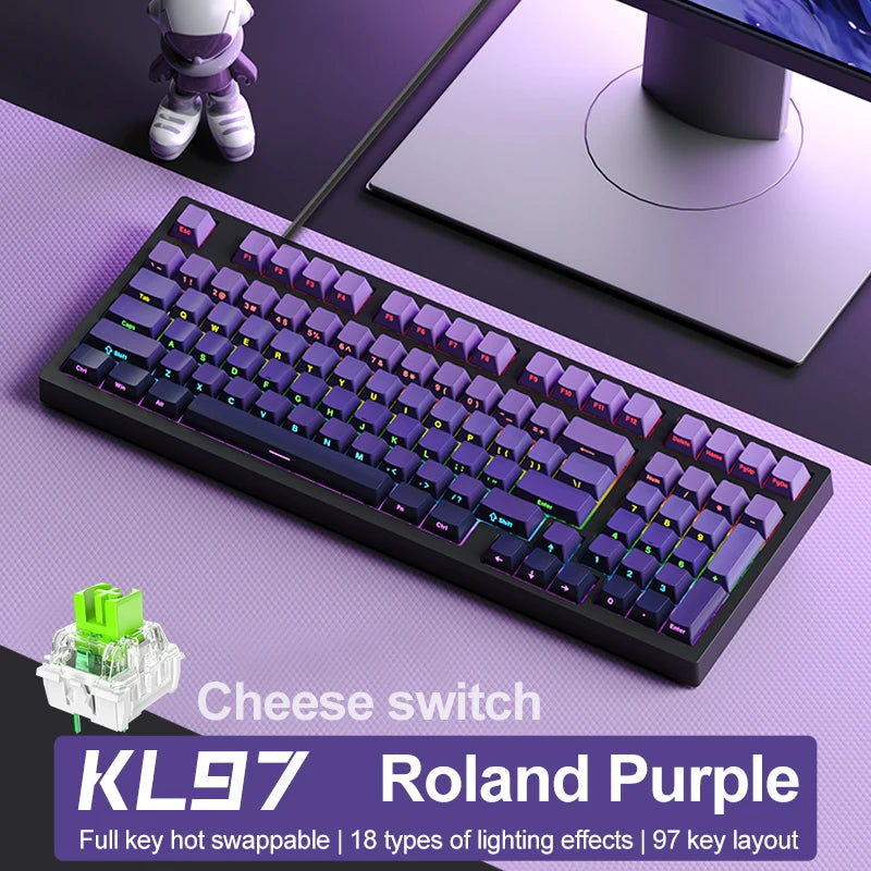 97 key Hot-Swap Mechanical Gaming Keyboard Wired,APAYADO KL97 PBT Side Engraved Gaming Keyboard, RGB Dazzling Colors for Gamer