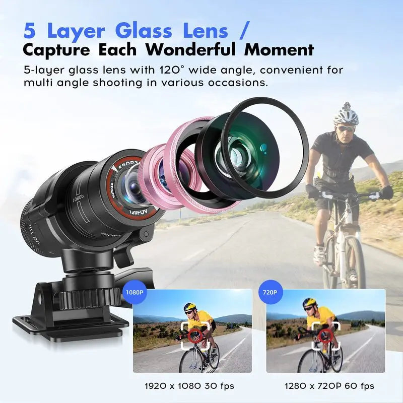 Outdoor Action Camera Mountain Bike Motorcycle Helmet Camera Mini Camera Sport DV Video Recorder Action Cam with Gun Mount